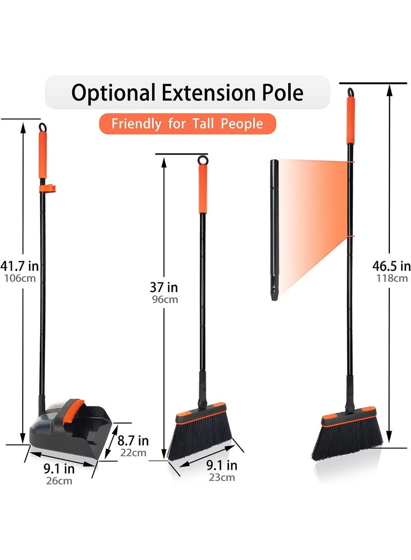 BOMIDI C7 2-in-1 Broom and Dustpan Set with 180° Rotating Head, 4-Layer Dense Soft Bristles, Built-In Dustpan & Hair Removal Comb, Upright Stand, Multicolour - Image 5