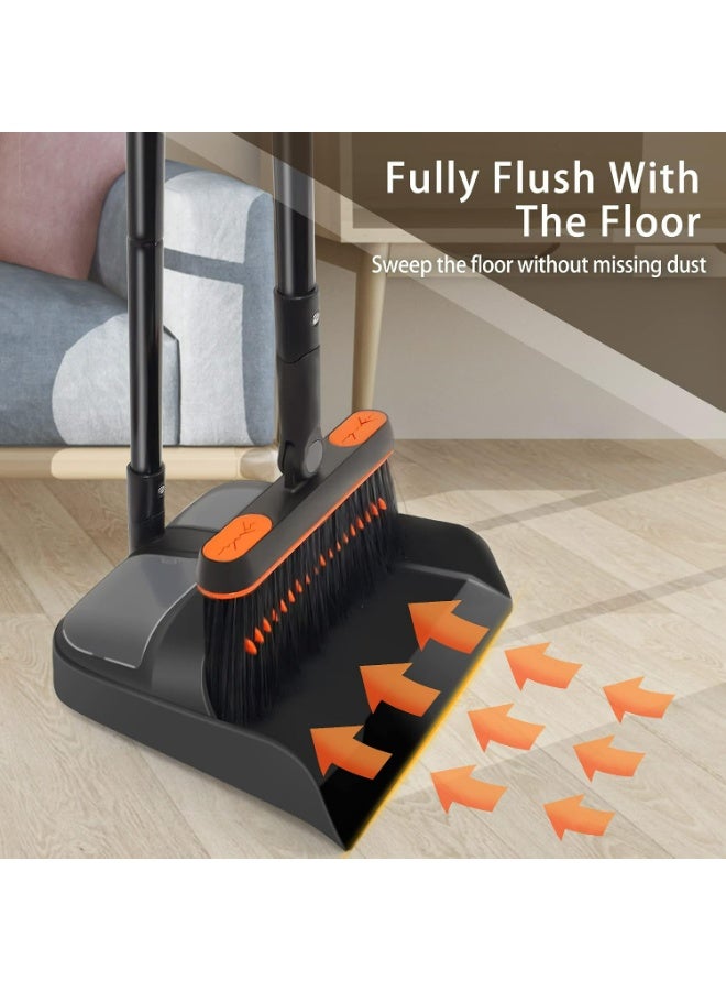 BOMIDI C7 2-in-1 Broom and Dustpan Set with 180° Rotating Head, 4-Layer Dense Soft Bristles, Built-In Dustpan & Hair Removal Comb, Upright Stand, Multicolour - Image 4