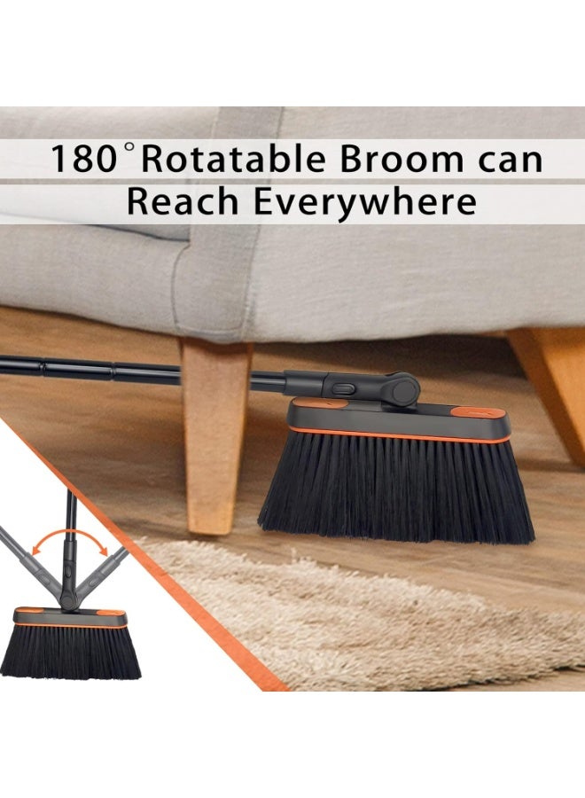 BOMIDI C7 2-in-1 Broom and Dustpan Set with 180° Rotating Head, 4-Layer Dense Soft Bristles, Built-In Dustpan & Hair Removal Comb, Upright Stand, Multicolour - Image 3