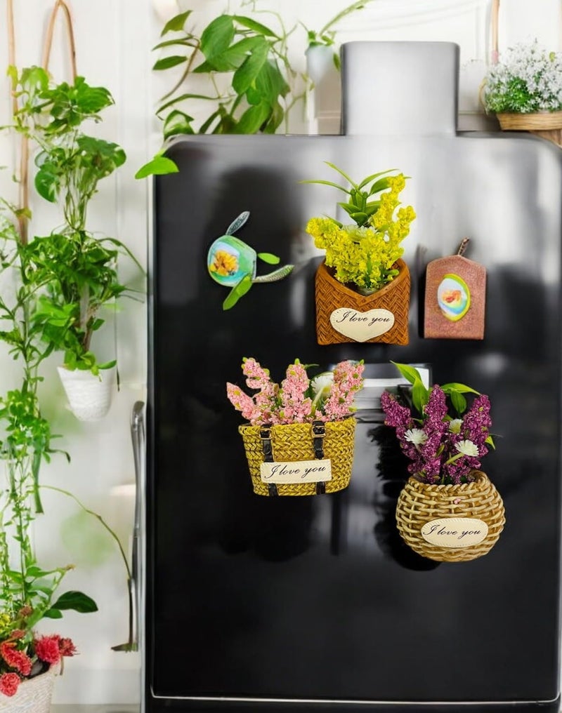 Krisah Decorative Magnetic Plant Holders, Set of 3 Resin Flower Pots with 'I Love You' Message, Refrigerator Magnets, 7 cm x 4 cm - Image 5