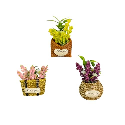 Krisah Decorative Magnetic Plant Holders, Set of 3 Resin Flower Pots with 'I Love You' Message, Refrigerator Magnets, 7 cm x 4 cm - Image 4