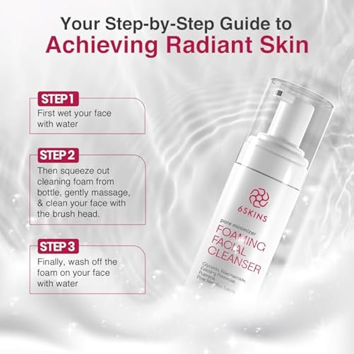 6SKINS® Pore Minimizer Foaming Facial Cleanser – Exfoliating Face Wash with Anti-Sebum P, Niacinamide & Evening Primrose | Gentle Hydrating Korean Face Wash for All Skin Types | 5.07 fl oz - Image 4