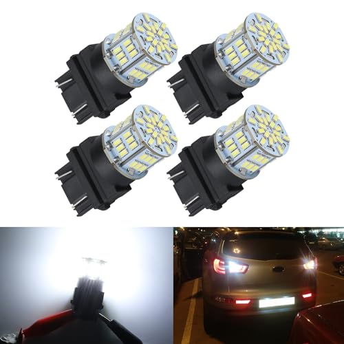 iFunyLED 4PCS 3157 LED Bulb Back Up Reverse Light 12V-24V Super Bright 3156 3056 3057 3047 4157 LED Replacement Light Kit Set for Car Back Up Reverse Tail Brake Turn Signal Lights - Xenon White - Image 1