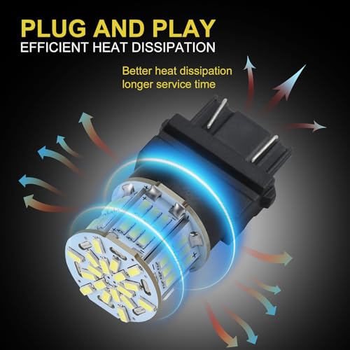 iFunyLED 4PCS 3157 LED Bulb Back Up Reverse Light 12V-24V Super Bright 3156 3056 3057 3047 4157 LED Replacement Light Kit Set for Car Back Up Reverse Tail Brake Turn Signal Lights - Xenon White - Image 4