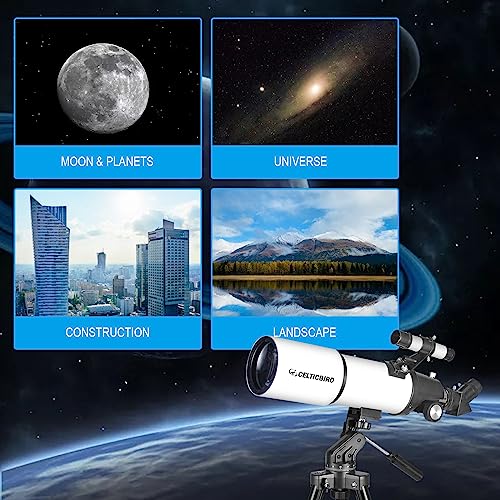 Celticbird Telescope for Adults High Powered, 80mm Aperture 600mm Telescopes for Adults Astronomy, Travel Telescopio for Beginners with AZ Mount, Backpack, Phone Adapter, Moon Filter - Image 5