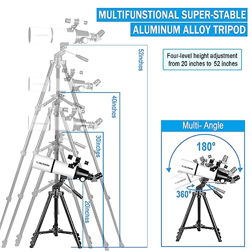 Celticbird Telescope for Adults High Powered, 80mm Aperture 600mm Telescopes for Adults Astronomy, Travel Telescopio for Beginners with AZ Mount, Backpack, Phone Adapter, Moon Filter - Image 4