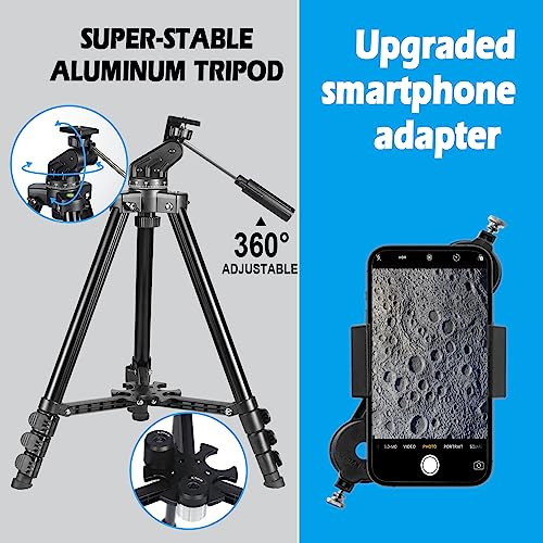 Celticbird Telescope for Adults High Powered, 80mm Aperture 600mm Telescopes for Adults Astronomy, Travel Telescopio for Beginners with AZ Mount, Backpack, Phone Adapter, Moon Filter - Image 3