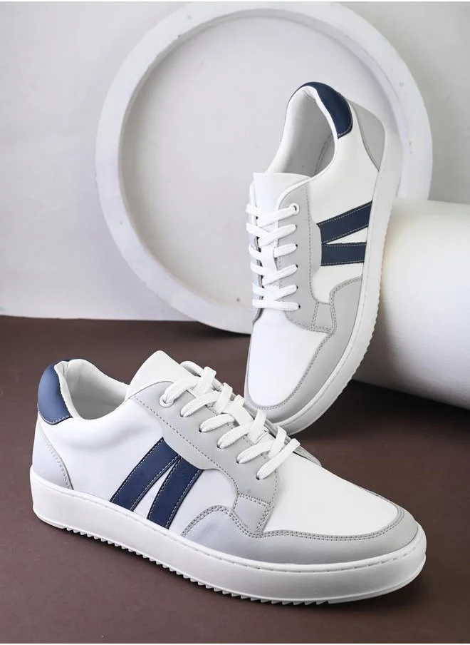 Styli Panelled Stripe Color Block Lace Up Sneakers