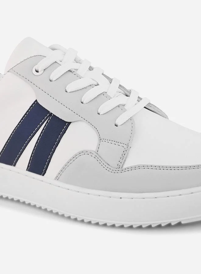 Styli Panelled Stripe Color Block Lace Up Sneakers