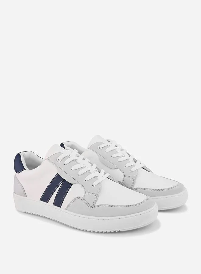 Styli Panelled Stripe Color Block Lace Up Sneakers