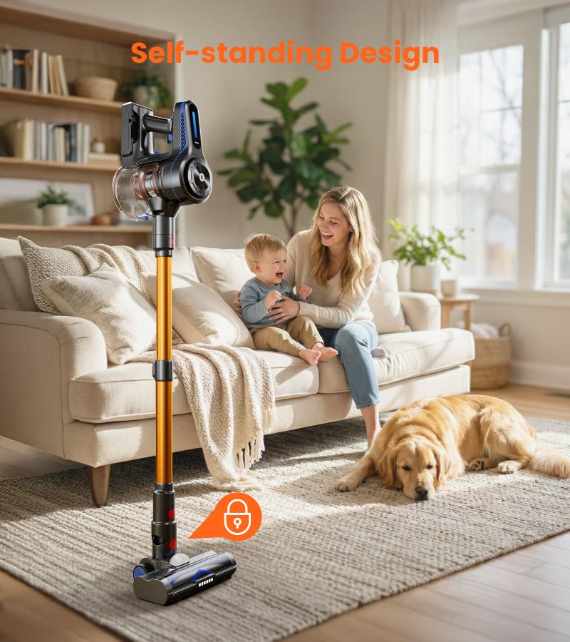 NADALY Cordless Vacuum Cleaner for Home, 500W 40KPA Stick Vacuum Cordless with 45Mins Runtime, Anti-Tangle, Lightweight, 1.5L Dust Cup, 8-in-1 Rechargeable Vacuum for Hardwood Floor Carpet Pet Hair - Image 3