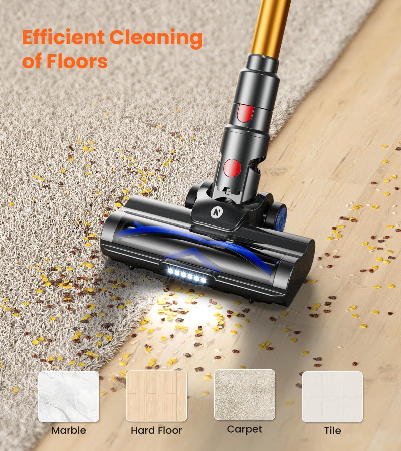NADALY Cordless Vacuum Cleaner for Home, 500W 40KPA Stick Vacuum Cordless with 45Mins Runtime, Anti-Tangle, Lightweight, 1.5L Dust Cup, 8-in-1 Rechargeable Vacuum for Hardwood Floor Carpet Pet Hair - Image 4