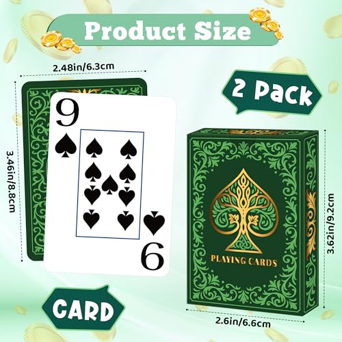 Wkchxd Playing Cards 2 Pack Deck of Cards Large Print Playing Cards Easy to Shuffle Premium Poker Cards for Card Games Family Game Night Table Magic Casino Theme Party Supplies Green Red - Image 5