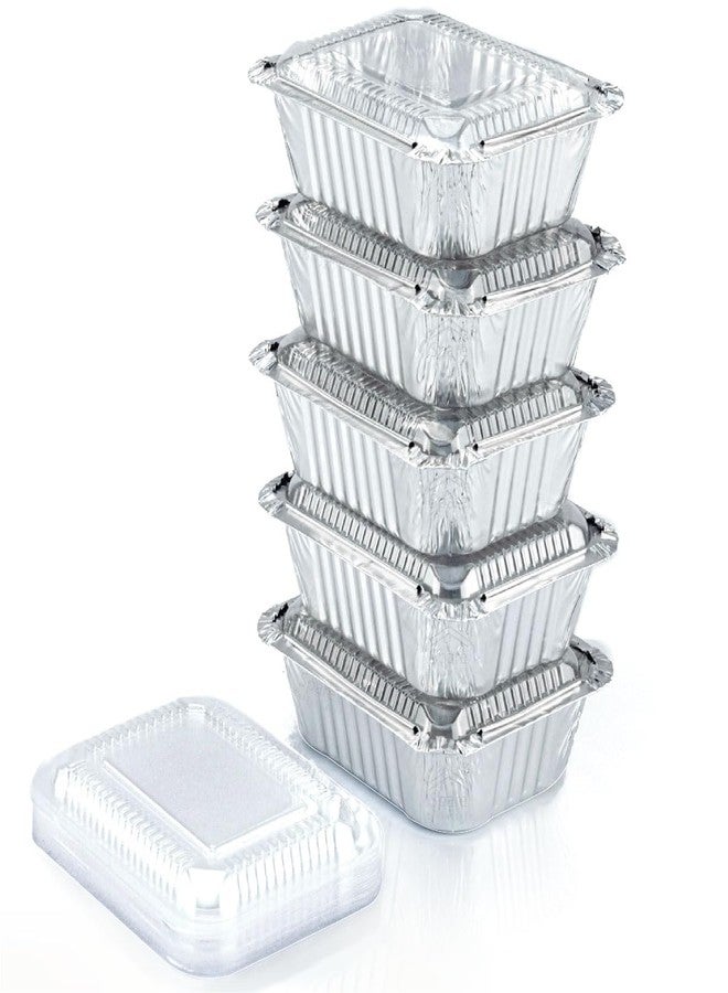 Spare Essentials (55 Pack) 1 Lb Aluminum Pans with Lids, Disposable Baking Foil Containers, Takeout Food Storage, Freezer - Mini Foil Pans with Clear Lids for Restaurants & Catering - Size 5.5x4.5x1.9 Spare Essentials - Image 1