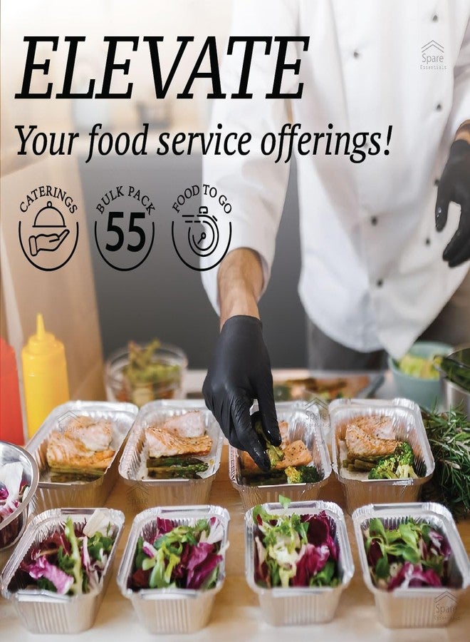 Spare Essentials (55 Pack) 1 Lb Aluminum Pans with Lids, Disposable Baking Foil Containers, Takeout Food Storage, Freezer - Mini Foil Pans with Clear Lids for Restaurants & Catering - Size 5.5x4.5x1.9 Spare Essentials - Image 3