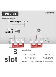 AC Contactor Connecting Piece L1L2L3 Three-phase Power Supply Main Power Short Circuit Bar Star Triangle Contactor Short Circuit Piece-Colour:Blue-wl30-3 Bits (applicable To 25/32 Contactor)
