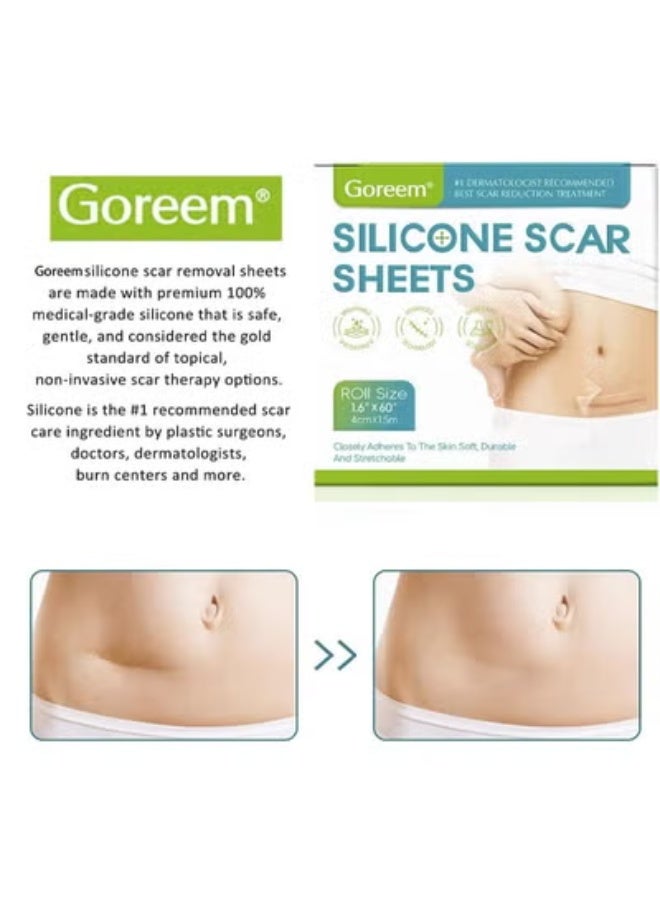 Goreem Silicone Scar Sheets,Silicone Scar Tape,Reusable Efficient Cosmetic Scar Removal Suitable for Caesarean Section Burns Keloid Acne and Other Scar Removal Stickers (4cm x 1.5m) - Image 3