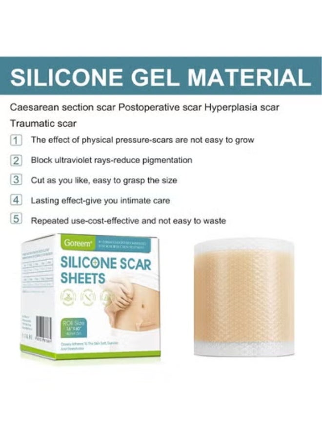 Goreem Silicone Scar Sheets,Silicone Scar Tape,Reusable Efficient Cosmetic Scar Removal Suitable for Caesarean Section Burns Keloid Acne and Other Scar Removal Stickers (4cm x 1.5m) - Image 4