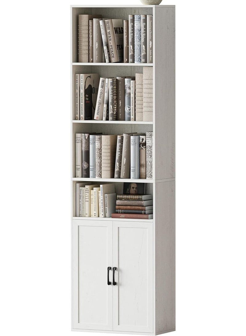 شوغوري أرفف كتب طويلة وخزائن كتب، رف كتب عصري بـ 4 أرفف مفتوحة واسعة، خزانة كتب بأبواب قائمة على الأرض بـ 6 أرفف تخزين للمكتب المنزلي وغرفة المعيشة - Image 2