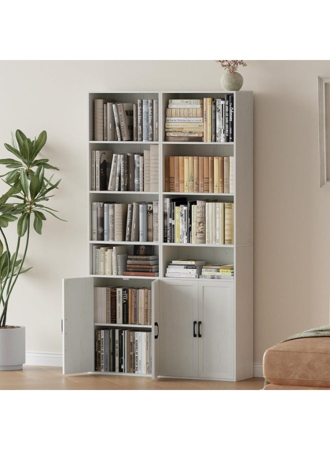 شوغوري أرفف كتب طويلة وخزائن كتب، رف كتب عصري بـ 4 أرفف مفتوحة واسعة، خزانة كتب بأبواب قائمة على الأرض بـ 6 أرفف تخزين للمكتب المنزلي وغرفة المعيشة - Image 3