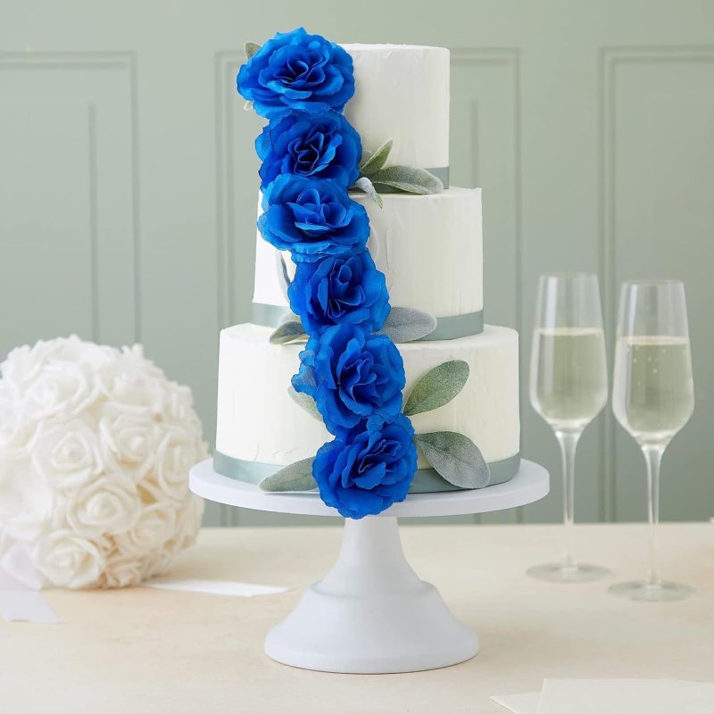 Bright Creations Blue Roses Artificial Flowers - Set of 50 3 in Stemless Silk Roses - Royal Blue Reusable Water-Resistant Faux Bouquet Decor for Wedding & Home - Image 3