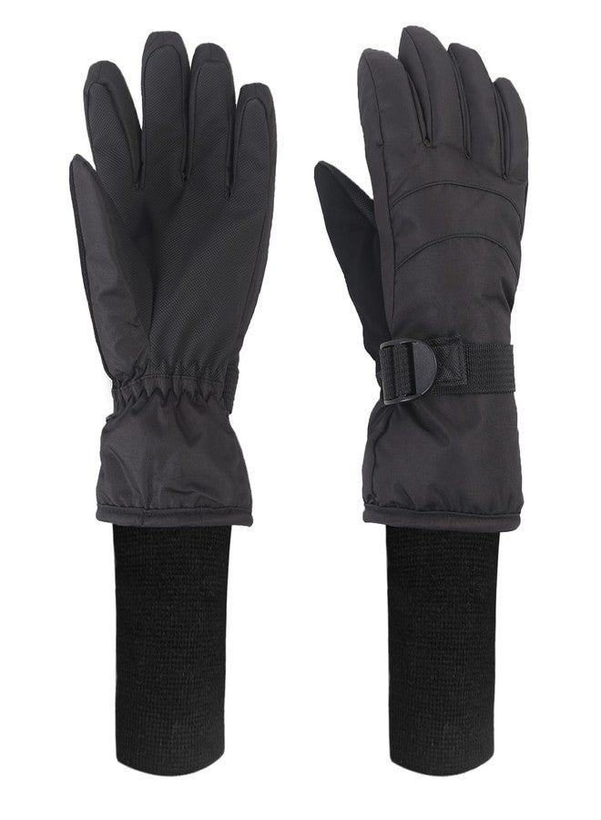 XTACER Boy's Girl's Kid's Ski Snow Gloves Snowboard Winter Warm Cold Weather Gloves for Boys Girls Children (Black-Long Cuff, 4-6 Years) - Image 1