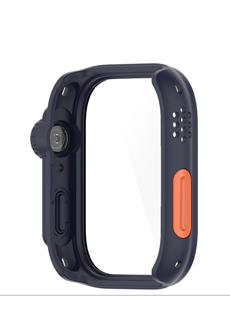 Full Coverage Case with Screen Protector Compatible with Huawei Watch Fit 3 PC and Real Glass Protective Case Cover Smart Watch Accessories(PC/Midnight Blue) - Image 5