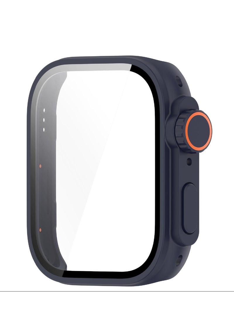 Full Coverage Case with Screen Protector Compatible with Huawei Watch Fit 3 PC and Real Glass Protective Case Cover Smart Watch Accessories(PC/Midnight Blue) - Image 2