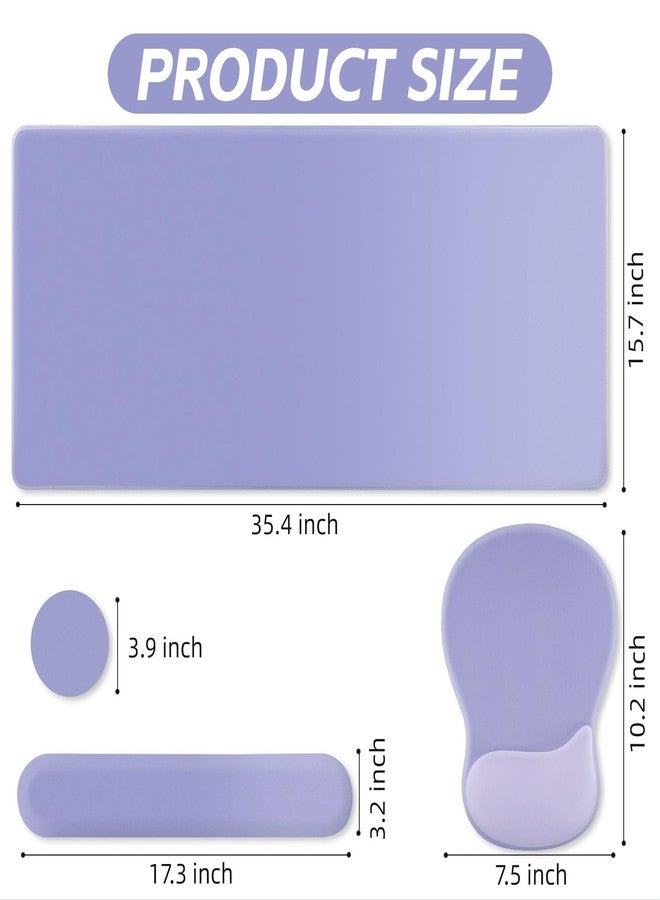 Boutilon Mouse Pad Set,Desk Writing Pad with Wrist Rest, Ergonomic Wrist Support Mouse Pad, Keyboard Wrist Rest, Cup Coaster for Gaming Working Home Office (Dark Purple) - Image 2