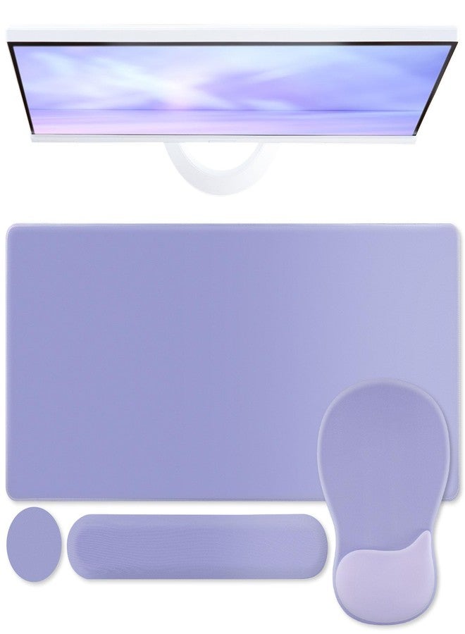 Boutilon Mouse Pad Set,Desk Writing Pad with Wrist Rest, Ergonomic Wrist Support Mouse Pad, Keyboard Wrist Rest, Cup Coaster for Gaming Working Home Office (Dark Purple) - Image 1