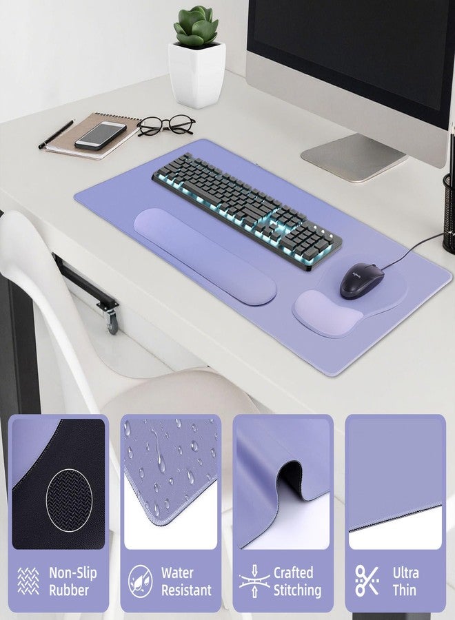 Boutilon Mouse Pad Set,Desk Writing Pad with Wrist Rest, Ergonomic Wrist Support Mouse Pad, Keyboard Wrist Rest, Cup Coaster for Gaming Working Home Office (Dark Purple) - Image 3