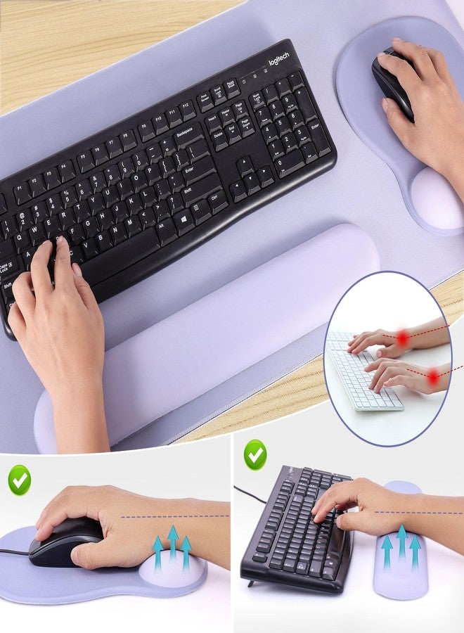 Boutilon Mouse Pad Set,Desk Writing Pad with Wrist Rest, Ergonomic Wrist Support Mouse Pad, Keyboard Wrist Rest, Cup Coaster for Gaming Working Home Office (Dark Purple) - Image 4