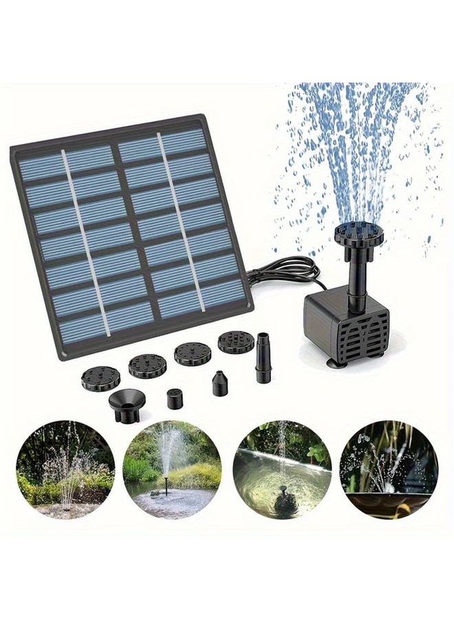 مضخة نافورة شمسية سوداء لشلالات أحواض الطيور والبرك - Image 1