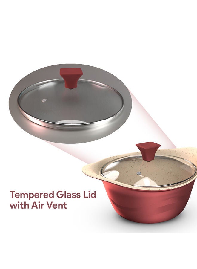 DELICI Aluminium Sauce Pan with Tempered Glass Lid – 20 cm, Granite Coated Die Cast, Stay Cool Bakelite Knob, Non-Stick Interior, Scratch & Abrasion Resistant, Oven Safe, Dishwasher Safe - Image 3