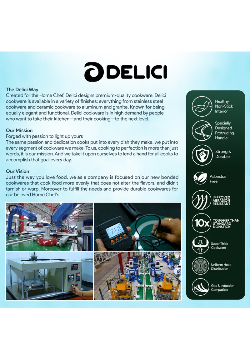 DELICI Aluminium Sauce Pan with Tempered Glass Lid – 20 cm, Granite Coated Die Cast, Stay Cool Bakelite Knob, Non-Stick Interior, Scratch & Abrasion Resistant, Oven Safe, Dishwasher Safe - Image 5