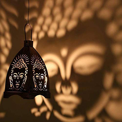 Dreamkraft Hanging Iron Buddha Shadow TLight Holder for Home Decoration Medium Black - Image 2