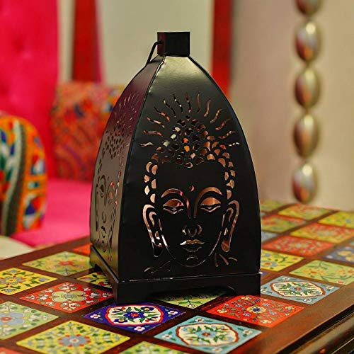 Dreamkraft Hanging Iron Buddha Shadow TLight Holder for Home Decoration Medium Black - Image 3