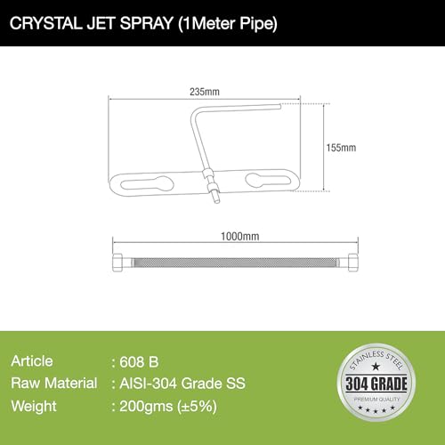 LIPKA 1 Meter Crystal Jet Spray with Pipe for Toilet Commode Seat | 304 Grade Stainless Steel | Toilet Bidet Jet Hands Free Jet Spray/Health Faucet Toilet Commode Jet Spray Set - Image 2