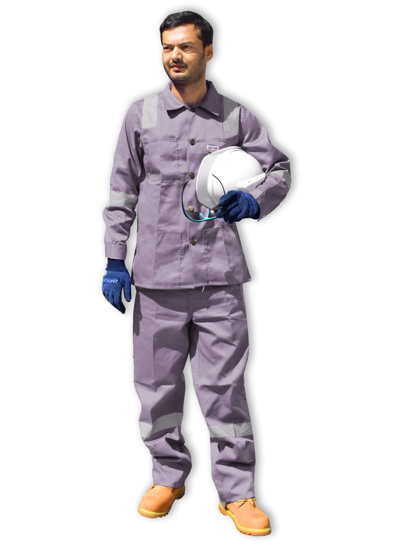 Ameriza Chief Safety Pant and Shirt with Reflective Tapes Grey 195 gsm 