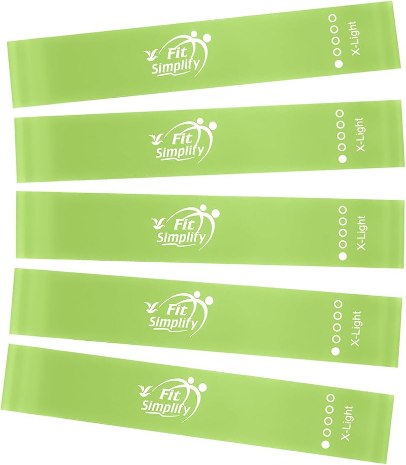 Resistance Loop Exercise Fitness Bands with Instruction Guide and Carry Bag, Set of 5