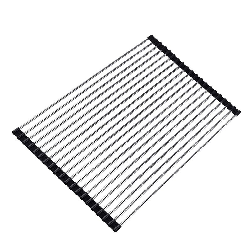 Ahyuan Roll up Dish Drying Rack Over The Sink Kitchen Roll up Sink Drying Rack Stainless Still Portable Drainer Foldable Dish Rack Black 178X135