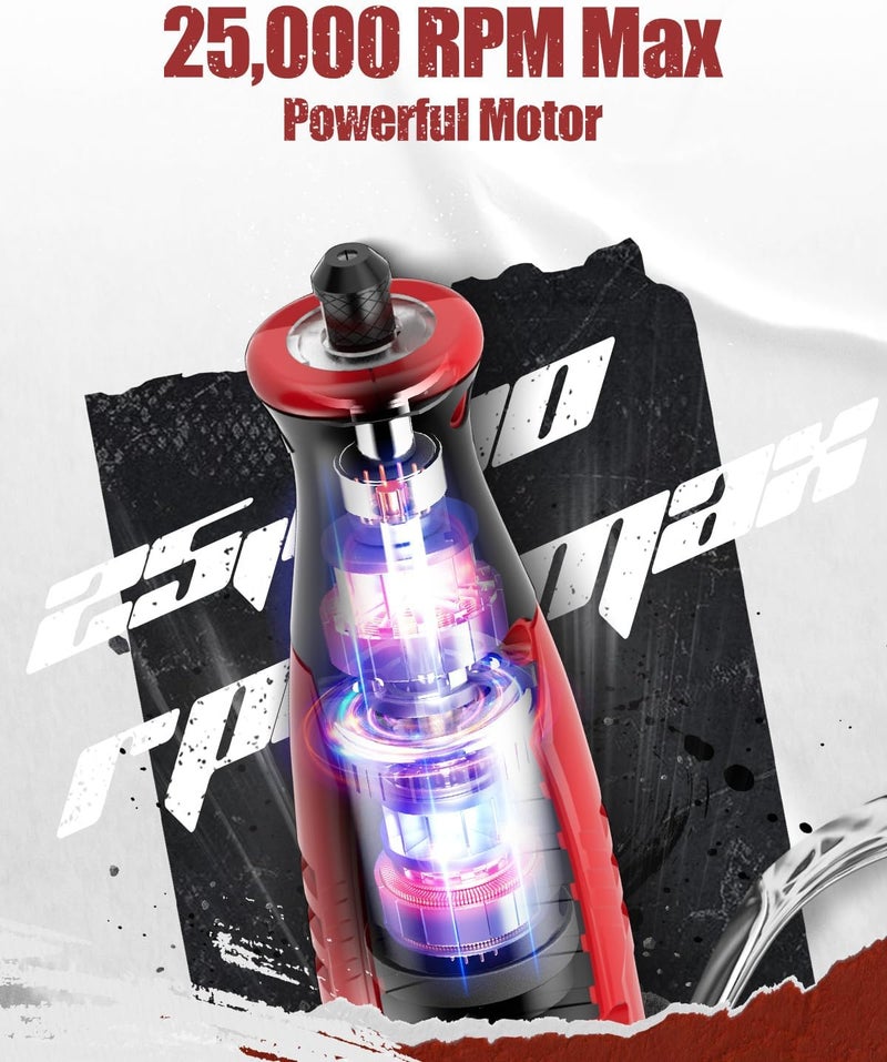 AVID POWER Cordless Rotary Tool 2.0 Ah 8V Rechargeable Rotary Tool, 4 Front LED Lights, 5 Speeds, 60 Pcs Rotary Accessories with Bag for Carving, Engraving, Sanding, Polishing and Cutting - Red - Image 2