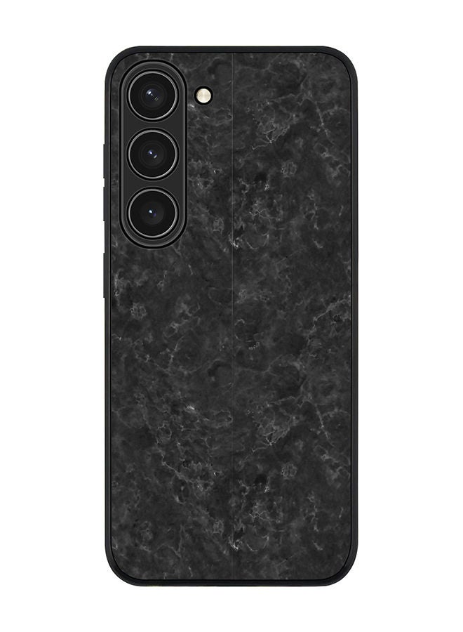 Stylizedd حافظة حواف سوداء متينة لهاتف سامسونج جالاكسي S23 5G، حافظة رفيعة، حواف مطاطية مرنة، مضادة للسقوط، غلاف TPU جل رقيق - نسيج رخام أسود - Image 1