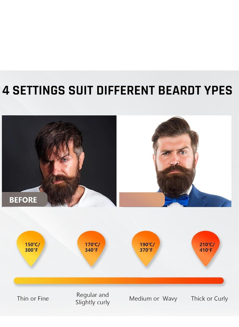 Cordless Beard Straightener Comb & Hair Straightener Brush for Men or Women, 15S Fast Heat up, Anti-Scald, 4 Tem Display, Auto Off, Portable Hair Straightening Comb for Travel (Black) - Image 3