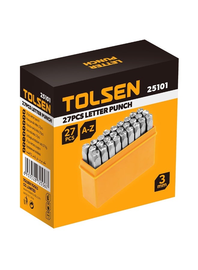 Tolsen 25101 27PCS Letter Punch Set 3mm – Hardened Steel Alphabet Stamp Set for Metal, Wood, Leather & Plastic - Image 3