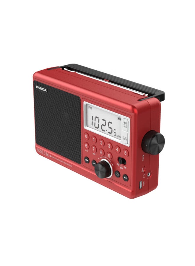 Panda T-39 Digital Display Radio All-band Desktop Player For Elderly, With Sd Card Usb Drive Slots, Rechargeable Semiconductor, Red - Image 2