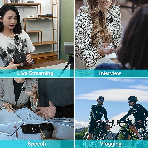 SJCAM M1 Wireless Lavalier Microphone | Pro Noise Cancellation-24H Duration-50m (165ft) Transmission | Microphone for PC, iPhone,Android, Record Interview, Vlogs with (2TX+1RX) Charging Case | Black - Image 5