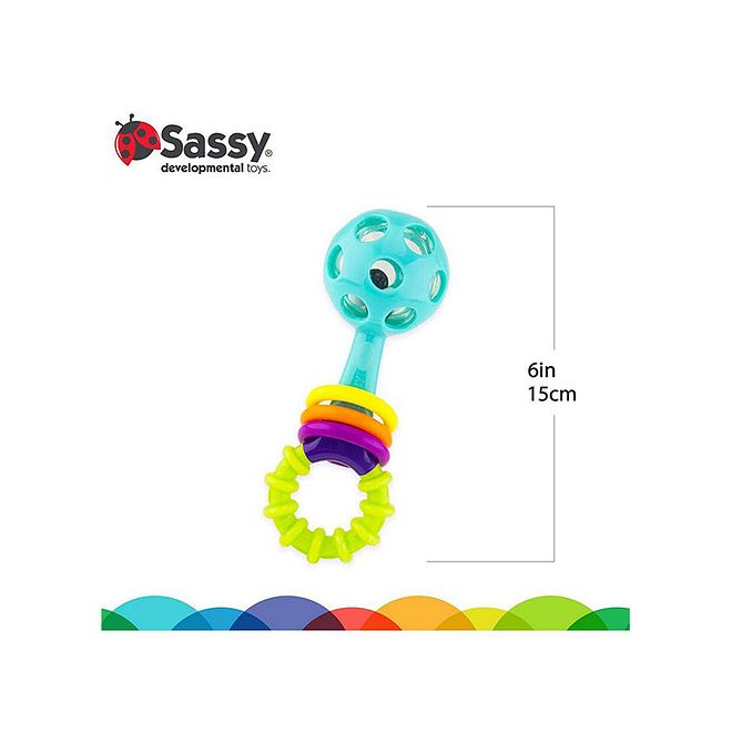 Sassy Peek A Boo Beads Rattle for Babies 0-12 Months, Textured Handle, Click-Clack Rings, Vision & Auditory Stimulation, 5.5x5x15cm - Image 5