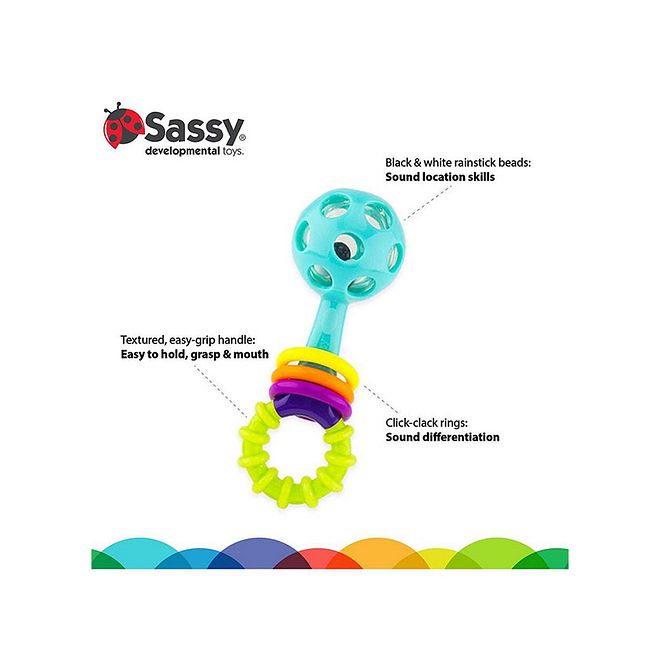 Sassy Peek A Boo Beads Rattle for Babies 0-12 Months, Textured Handle, Click-Clack Rings, Vision & Auditory Stimulation, 5.5x5x15cm - Image 4