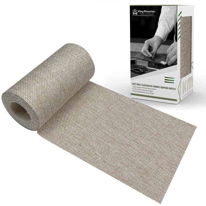 King Mountain Premium Linen Fabric Ironon Repair Patch InsideOutside Fabric Repair Patch 3x60 with Backing Glue Linen Repair Decorative Patch kit Linen3x60 Rice Coffee